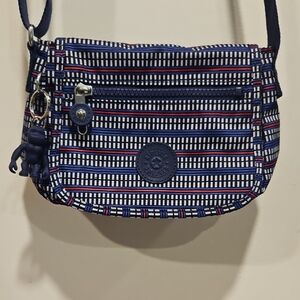 Kipling Navy and Red Striped Crossbody Bag